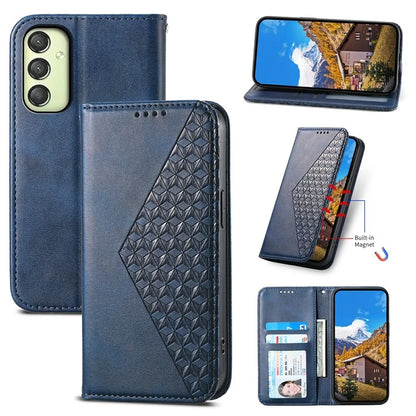 For Samsung Galaxy A25 5G (Global) (161.0 x 76.5 x 8.3mm) Case Calf Texture Imprinted Rhombus Pattern Phone Cover