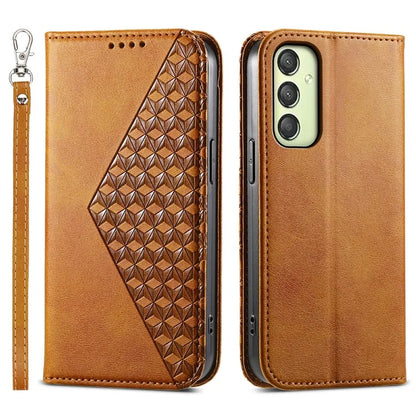 For Samsung Galaxy A25 5G (Global) (161.0 x 76.5 x 8.3mm) Case Calf Texture Imprinted Rhombus Pattern Phone Cover