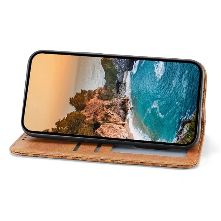 For Samsung Galaxy A25 5G (Global) (161.0 x 76.5 x 8.3mm) Case Calf Texture Imprinted Rhombus Pattern Phone Cover