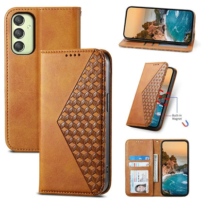 For Samsung Galaxy A25 5G (Global) (161.0 x 76.5 x 8.3mm) Case Calf Texture Imprinted Rhombus Pattern Phone Cover