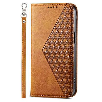For Samsung Galaxy A25 5G (Global) (161.0 x 76.5 x 8.3mm) Case Calf Texture Imprinted Rhombus Pattern Phone Cover