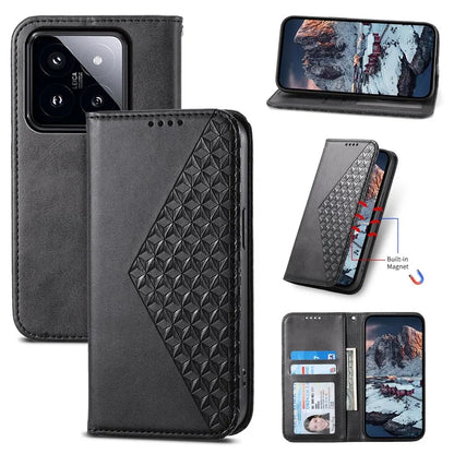 For Xiaomi 14 Pro Case PU Leather Magnetic Auto Closing Wallet Phone Cover