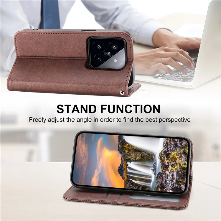 For Xiaomi 14 Pro Case PU Leather Magnetic Auto Closing Wallet Phone Cover