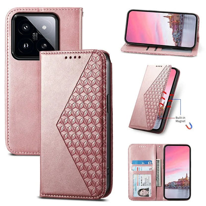 For Xiaomi 14 Pro Case PU Leather Magnetic Auto Closing Wallet Phone Cover
