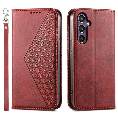 For Samsung Galaxy S24+ Cell Phone Case Calf Texture PU Leather Wallet Cover with Strap