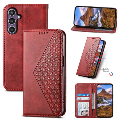 For Samsung Galaxy S24+ Cell Phone Case Calf Texture PU Leather Wallet Cover with Strap