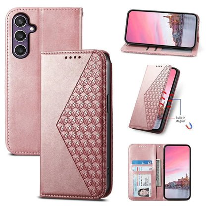 For Samsung Galaxy S24+ Cell Phone Case Calf Texture PU Leather Wallet Cover with Strap