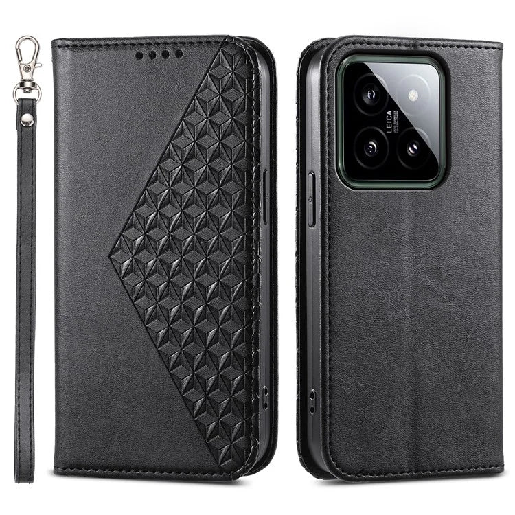 For Xiaomi 14 Phone Case Scratch-proof PU Leather Imprinted Wallet Cover