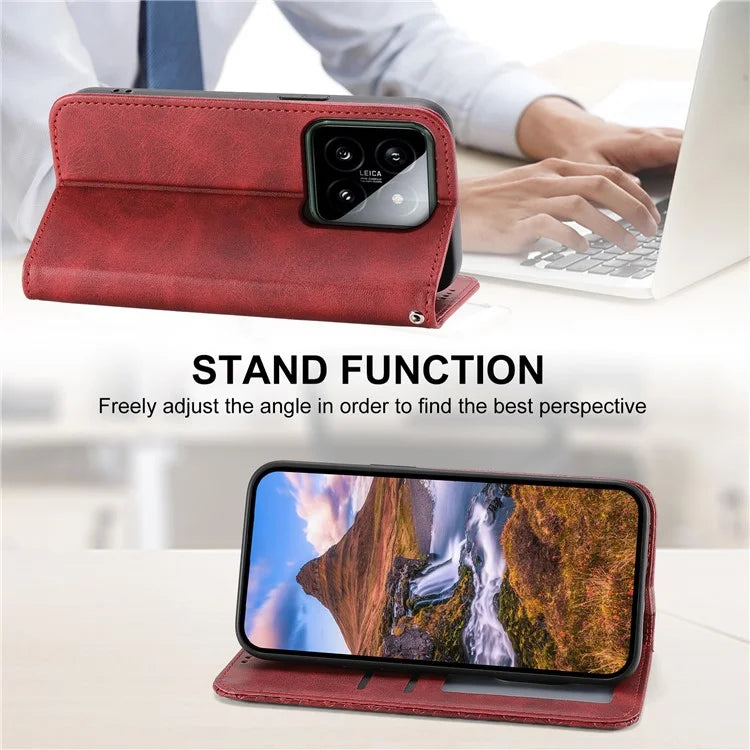 For Xiaomi 14 Phone Case Scratch-proof PU Leather Imprinted Wallet Cover