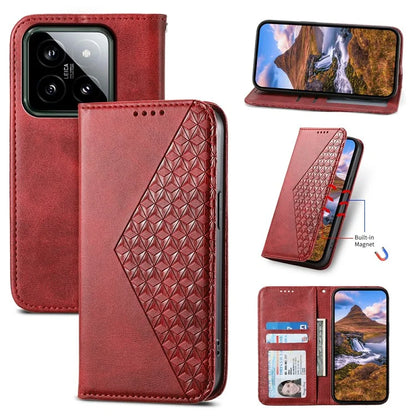 For Xiaomi 14 Phone Case Scratch-proof PU Leather Imprinted Wallet Cover