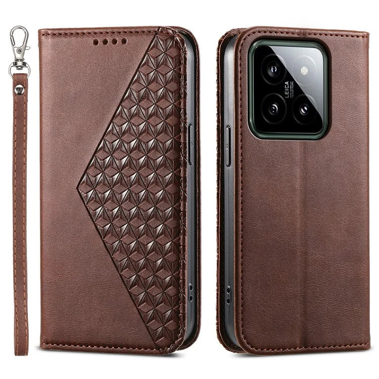 For Xiaomi 14 Phone Case Scratch-proof PU Leather Imprinted Wallet Cover