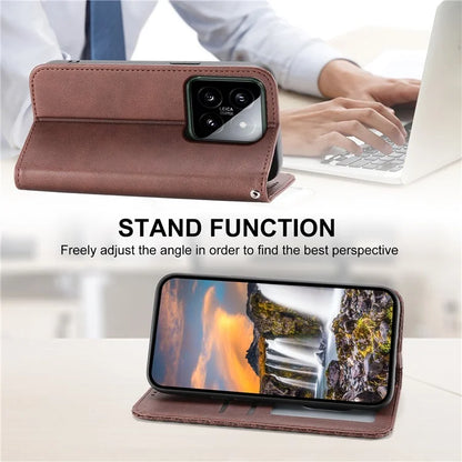 For Xiaomi 14 Phone Case Scratch-proof PU Leather Imprinted Wallet Cover