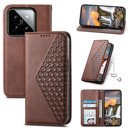 For Xiaomi 14 Phone Case Scratch-proof PU Leather Imprinted Wallet Cover