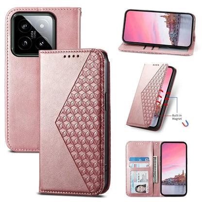 For Xiaomi 14 Phone Case Scratch-proof PU Leather Imprinted Wallet Cover