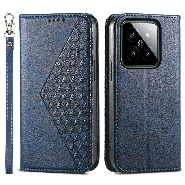 For Xiaomi 14 Phone Case Scratch-proof PU Leather Imprinted Wallet Cover