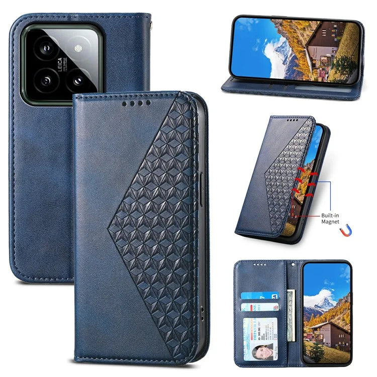 For Xiaomi 14 Phone Case Scratch-proof PU Leather Imprinted Wallet Cover