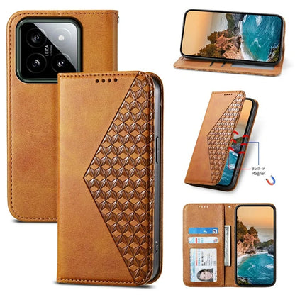 For Xiaomi 14 Phone Case Scratch-proof PU Leather Imprinted Wallet Cover