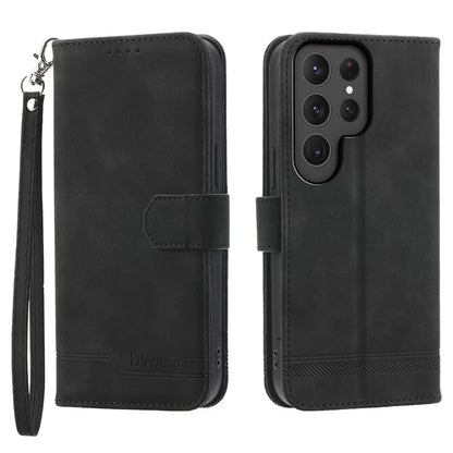 DIERFENG DF-03 For Samsung Galaxy S24 Ultra Case Imprinted Stand PU Leather Phone Protector