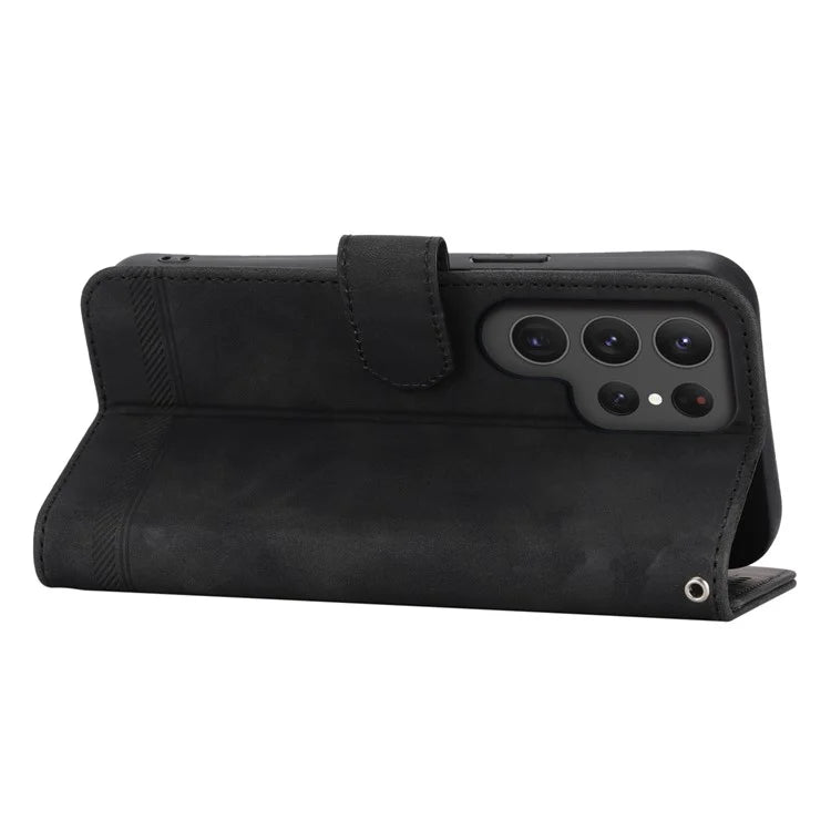 DIERFENG DF-03 For Samsung Galaxy S24 Ultra Case Imprinted Stand PU Leather Phone Protector
