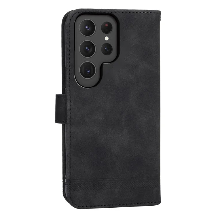 DIERFENG DF-03 For Samsung Galaxy S24 Ultra Case Imprinted Stand PU Leather Phone Protector