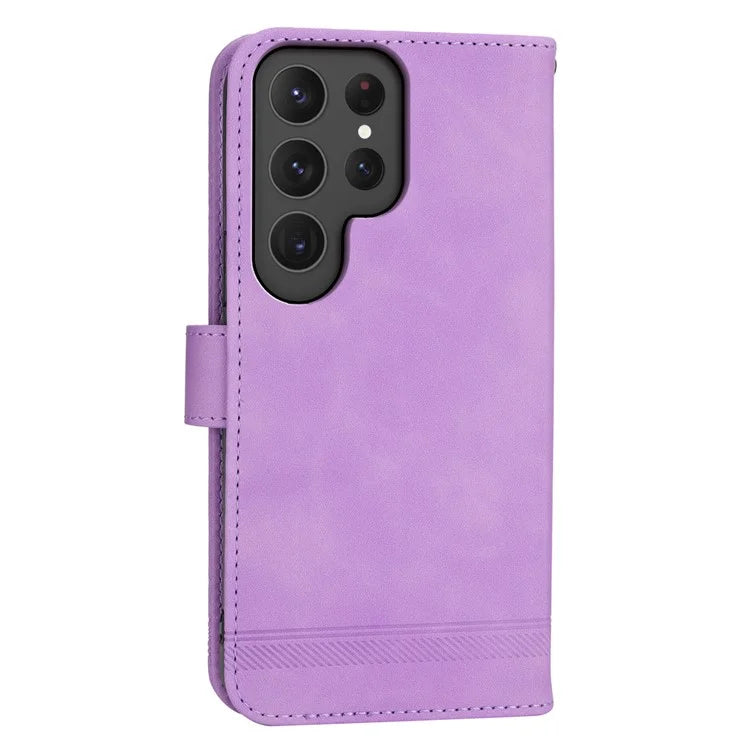 DIERFENG DF-03 For Samsung Galaxy S24 Ultra Case Imprinted Stand PU Leather Phone Protector