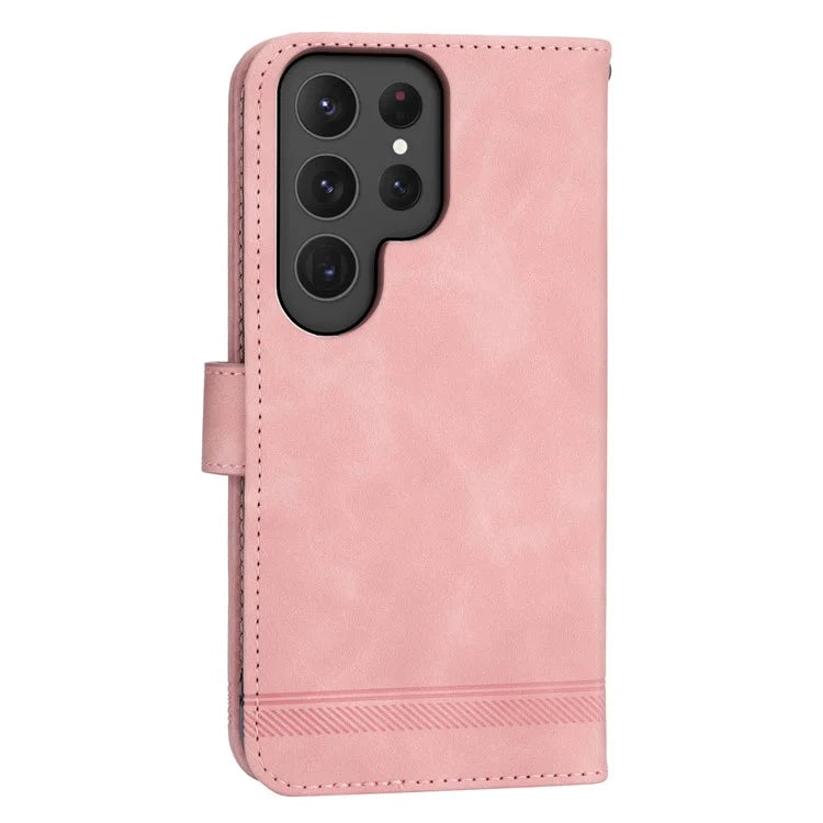 DIERFENG DF-03 For Samsung Galaxy S24 Ultra Case Imprinted Stand PU Leather Phone Protector