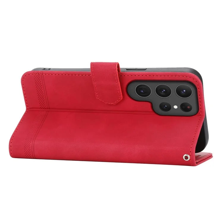 DIERFENG DF-03 For Samsung Galaxy S24 Ultra Case Imprinted Stand PU Leather Phone Protector