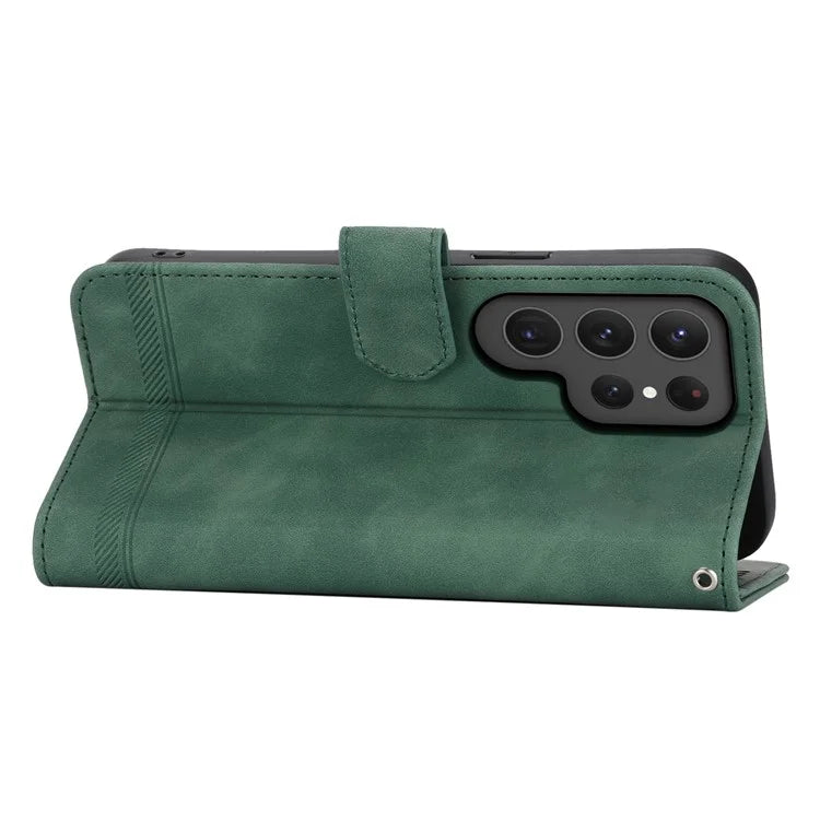 DIERFENG DF-03 For Samsung Galaxy S24 Ultra Case Imprinted Stand PU Leather Phone Protector