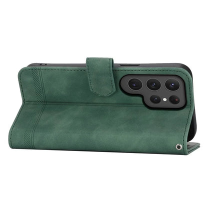 DIERFENG DF-03 For Samsung Galaxy S24 Ultra Case Imprinted Stand PU Leather Phone Protector