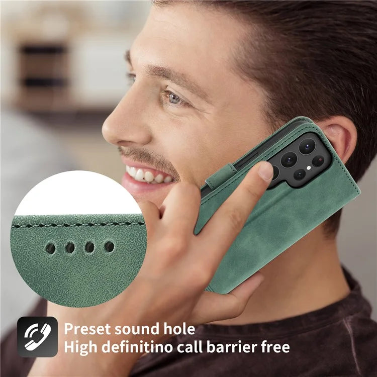 DIERFENG DF-03 For Samsung Galaxy S24 Ultra Case Imprinted Stand PU Leather Phone Protector