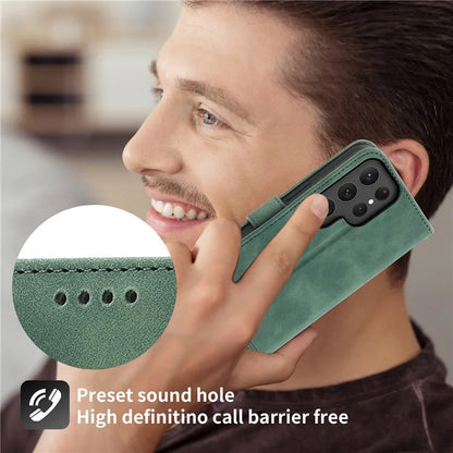 DIERFENG DF-03 For Samsung Galaxy S24 Ultra Case Imprinted Stand PU Leather Phone Protector
