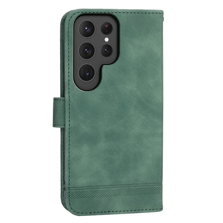DIERFENG DF-03 For Samsung Galaxy S24 Ultra Case Imprinted Stand PU Leather Phone Protector