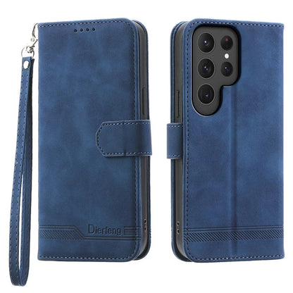 DIERFENG DF-03 For Samsung Galaxy S24 Ultra Case Imprinted Stand PU Leather Phone Protector