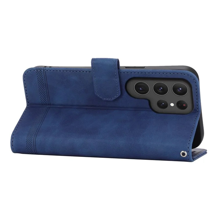 DIERFENG DF-03 For Samsung Galaxy S24 Ultra Case Imprinted Stand PU Leather Phone Protector