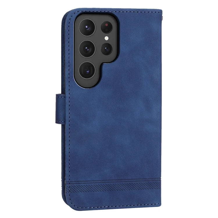 DIERFENG DF-03 For Samsung Galaxy S24 Ultra Case Imprinted Stand PU Leather Phone Protector