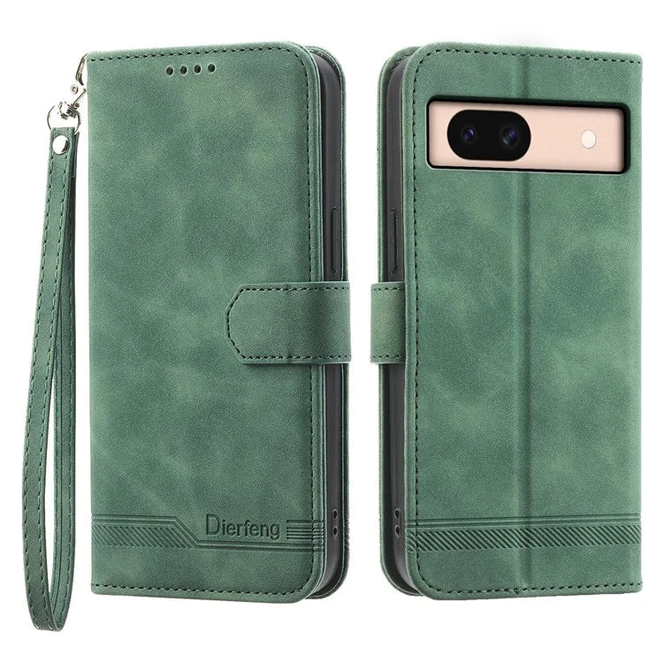 DIERFENG DF-03 For Google Pixel 8a Phone Case PU Leather Anti-fall Stand Cover