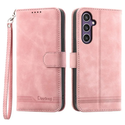 DIERFENG DF-03 For Samsung Galaxy S24 Case Imprinted Stand Phone Cover with Wrist Strap