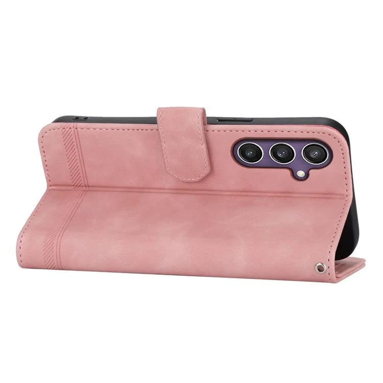 DIERFENG DF-03 For Samsung Galaxy S24 Case Imprinted Stand Phone Cover with Wrist Strap