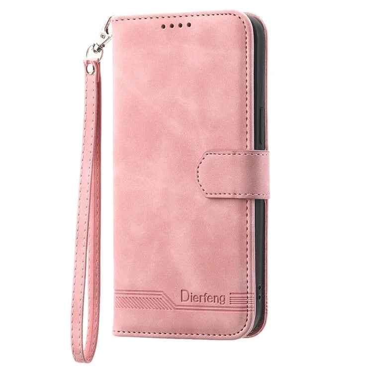 DIERFENG DF-03 For Samsung Galaxy S24 Case Imprinted Stand Phone Cover with Wrist Strap