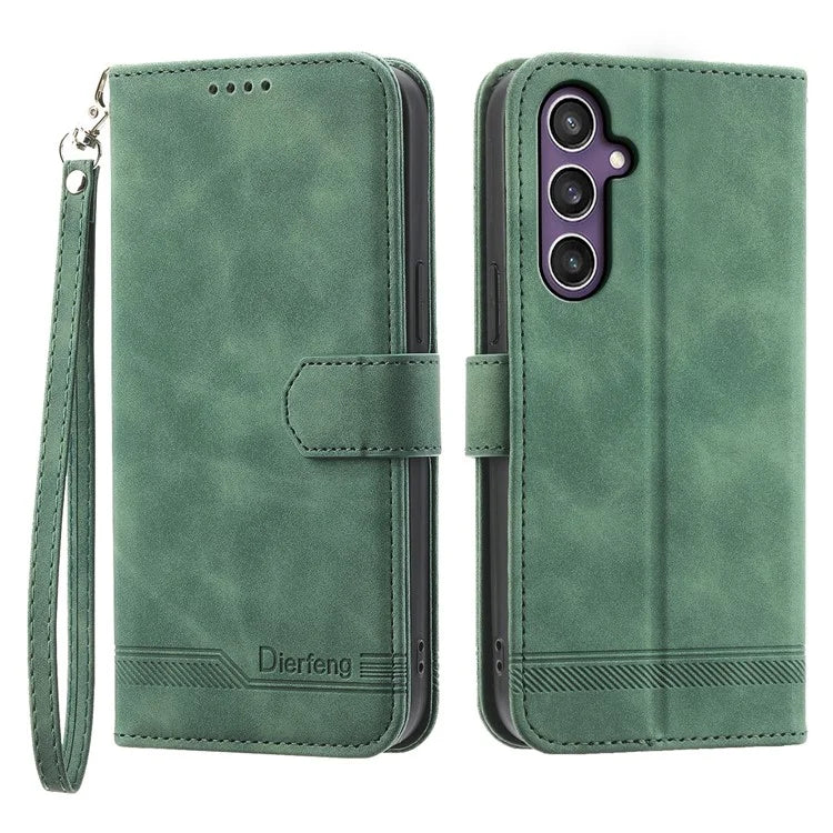 DIERFENG DF-03 For Samsung Galaxy S24 Case Imprinted Stand Phone Cover with Wrist Strap