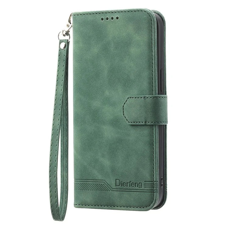 DIERFENG DF-03 For Samsung Galaxy S24 Case Imprinted Stand Phone Cover with Wrist Strap