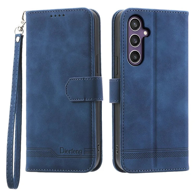 DIERFENG DF-03 For Samsung Galaxy S24 Case Imprinted Stand Phone Cover with Wrist Strap