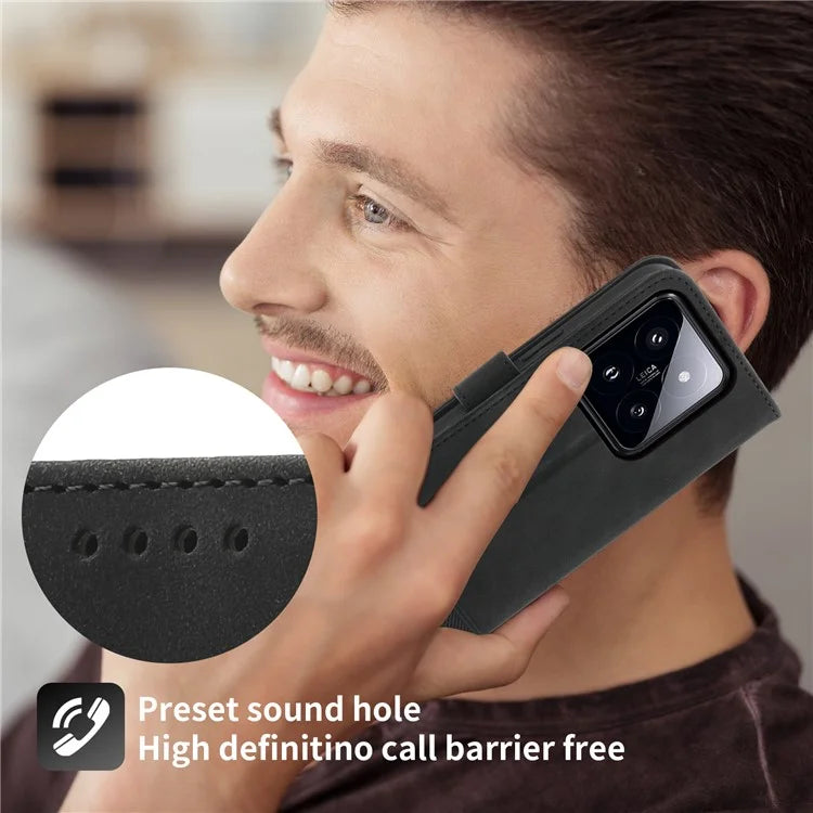 DIERFENG DF-03 For Xiaomi 14 Pro Case Scratch-resistant PU Leather Phone Stand Cover