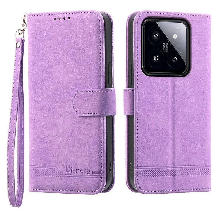 DIERFENG DF-03 For Xiaomi 14 Pro Case Scratch-resistant PU Leather Phone Stand Cover