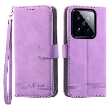 DIERFENG DF-03 For Xiaomi 14 Pro Case Scratch-resistant PU Leather Phone Stand Cover