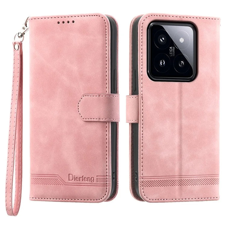 DIERFENG DF-03 For Xiaomi 14 Pro Case Scratch-resistant PU Leather Phone Stand Cover