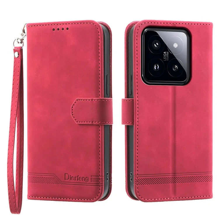 DIERFENG DF-03 For Xiaomi 14 Pro Case Scratch-resistant PU Leather Phone Stand Cover