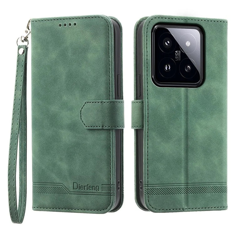 DIERFENG DF-03 For Xiaomi 14 Pro Case Scratch-resistant PU Leather Phone Stand Cover
