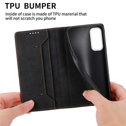 DF-05 For Samsung Galaxy A25 5G (Global) (161.0 x 76.5 x 8.3mm) Cell Phone Case RFID Blocking PU Leather Stand Cover