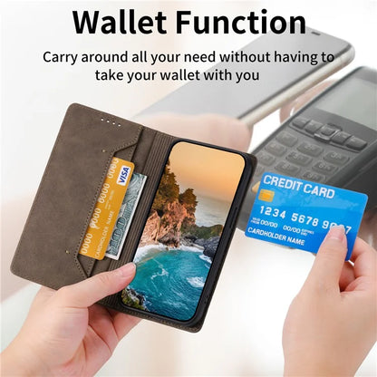 DF-05 For Samsung Galaxy A25 5G (Global) (161.0 x 76.5 x 8.3mm) Cell Phone Case RFID Blocking PU Leather Stand Cover